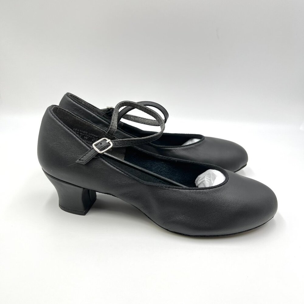 7.5 WIDE WIDTH Capezio Black 459 Jr. Footlight Suede Sole Character Dance Shoes